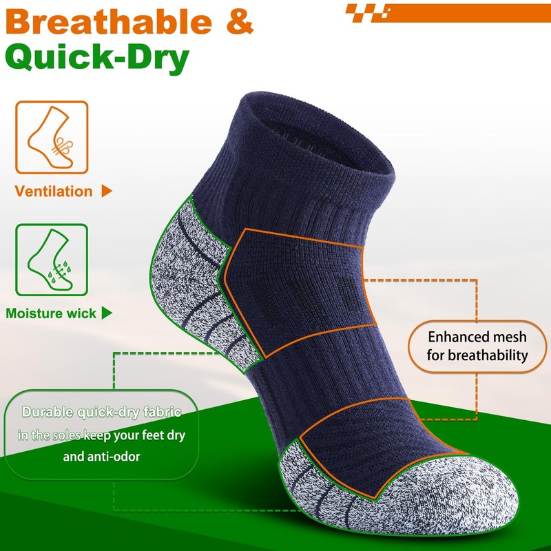 NSRRUN TURTLE Compression Ankle Socks - Cozy Cushioned Hiking Running