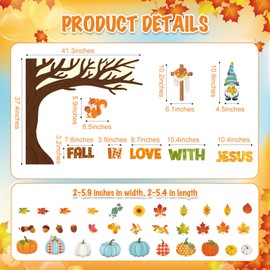 Zonon Fall Classroom Bulletin Board Decorations Christian Fall Love with Jesus Bulletin Board Set Religious Tree Maple Leaf Pumpkin Harvest Cutout for Autumn Thanksgiving Sunday School Church Supply