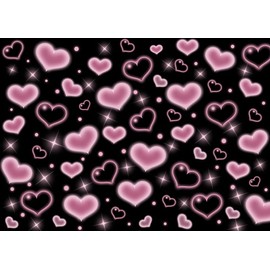 CYLYH 8x6FT Black and Pink Heart Photo Backdrop 90s Background Sweet Women Men Happy Birthday Party Photography Background Studio Props D901