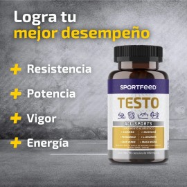 Testo Sportfeed 90 Cápsulas Fenogreco Maca L-arginina