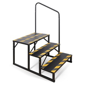 Kinchoix 3 Step RV Stairs, Hot Tub Steps, Outdoor Spa Step Ladder with Handrail,Portable Economy 5th Wheel Stair for Travel Trailer, Motor Home, Camper and Porch with Non-Skid Tapes