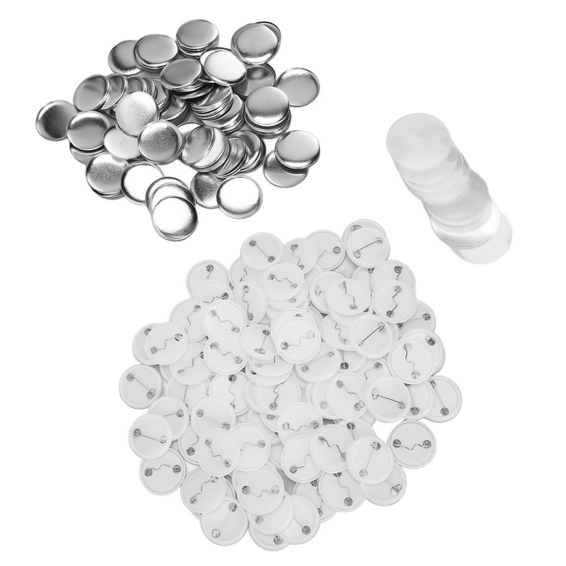 100 Sets Pin Back Button Parts Round Shape Metal Back