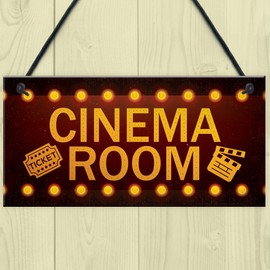RED OCEAN Cinema Room Home Theatre Gift For Mum Dad Man Cave Den Family Room Wall Plaque Gift