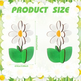 Soaoo 12 Pcs Spring Daisy Wood Signs Retro 3D Flowers Table Decoration Rustic Farmhouse Daisy Table Centerpiece Floral Block Tabletop Signs for Spring Home Tiered Tray Decor