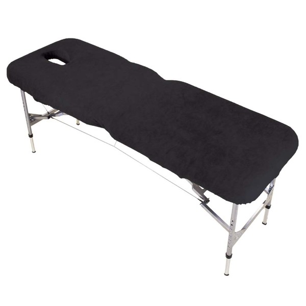 PHYSIQUE Couch Cover for Massage Table/Bed - Protective cover with Face Hole - Massage Bed Cover, Comfortable and Thick Fabric - Black