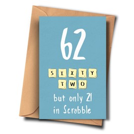 Funny 62nd Birthday Card for Him & Her - Blank Inside (Size A5-5.8x8.3inch - 14.8x210cm) Includes Envelope