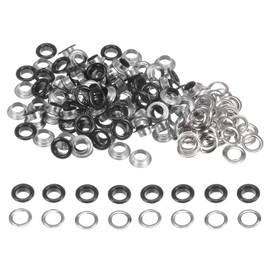 sourcing map 100 Sets Colour Round Nozzles 8 mm Hole Metal Eyelets with Washers for Scrapbooking Shoes Clothing Leather Canvas Black