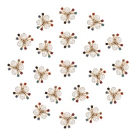 PATIKIL 20PCS Pearl Flower Buttons, Rhinestone Pearl Buttons Embellishments, Mixed Color