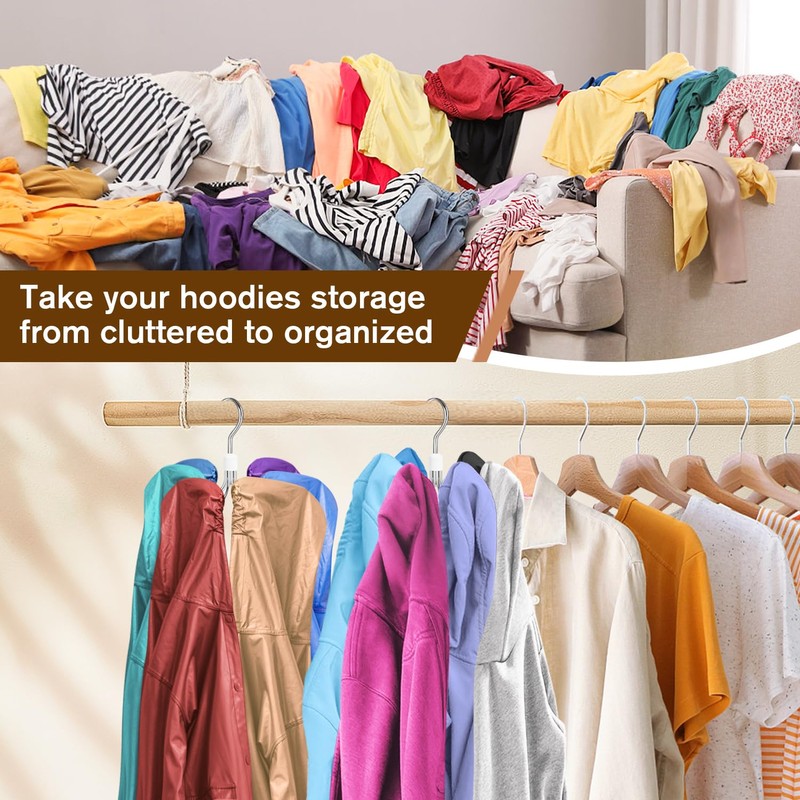 Hoodie Organizers 2-Pack, 6 Balls 360°Swivel Hoodie Hangers for Closet