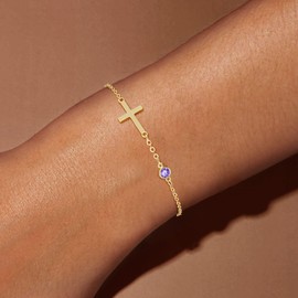 14k Gold Plated Cross Bracelet for Women Adjustable Dainty Thin Gold Twisted Link Chain Gold Bracelets for Women Bridesmaid van cleef Bracelet Christ Women Jesus Gift Christmas Gifts With Gemstone