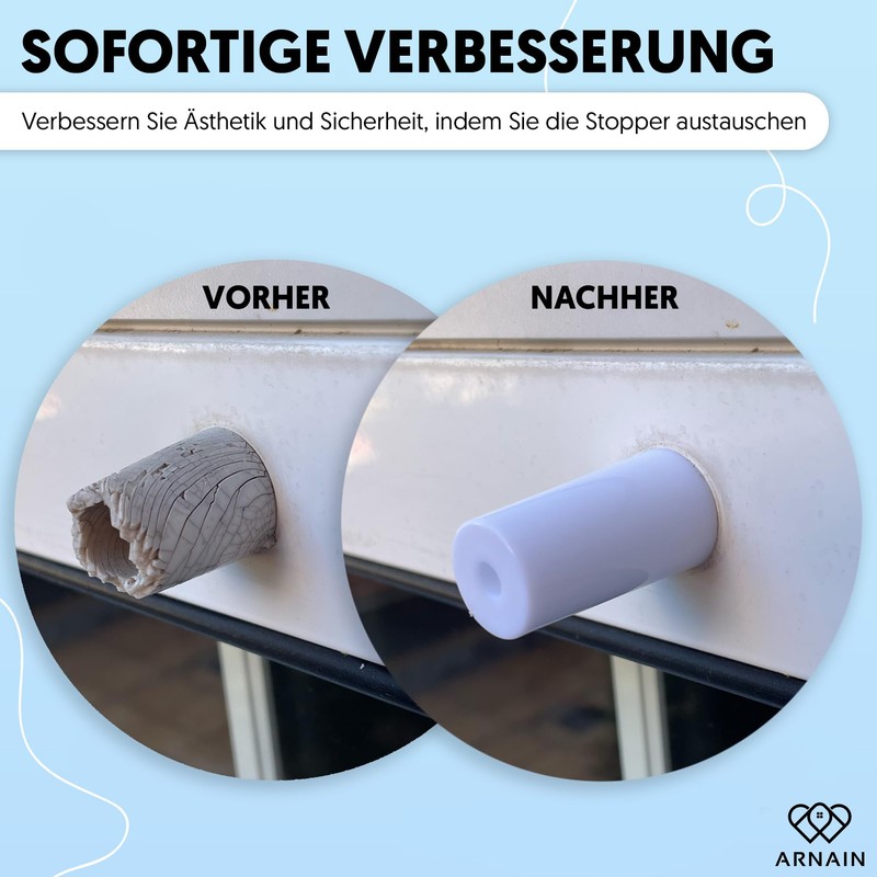 8 White Roller Shutter Stops 40 mm for PVC Roller