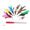 9pcs Cat Feather Wand Toy 3 Sections Retractable Cat Interactive