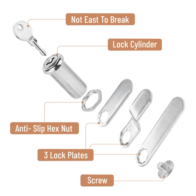Bates- Cabinet Locks with Keys, 1-1/2", 2 Pack, Long Cam