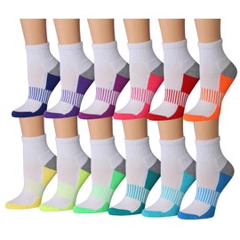 Tipi Toe - Calcetines deportivos deportivos para correr y correr para mujer, 12 pares, Revelaciones blancas, 9-11