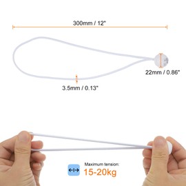 HARFINGTON 10Pcs 12" Heavy Duty Bungee Cords with Balls for Tent Camping Cargo Holding Wire and Hoses, White