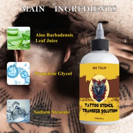 Tattoo Stencil Transfer Gel Solution for Machine Stencils, Tattoo Transfer Gel for Artists & Beginners, Temporary Supplies Accessories (5.OZ)