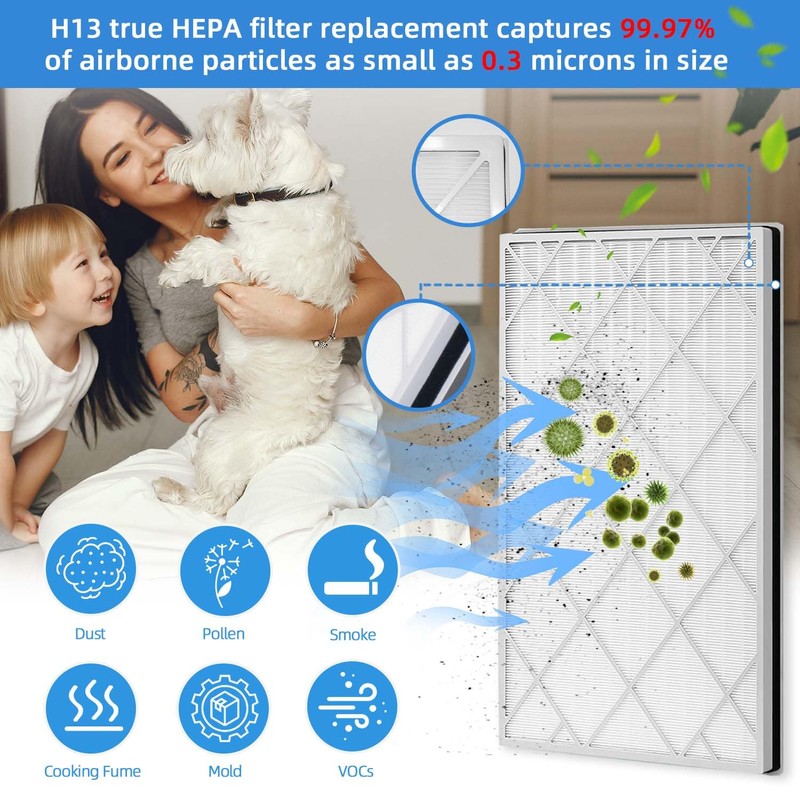 HE601 High-Efficiency Hepa Replacement Filter,Compatible with Shark Air Purifier 6-Fan(Models