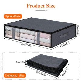 YTOPRO 4 Pack Underbed Storage Bags,Clothes Storage Bag Wardrobe Storage Organiser, Under Bed Storage Box with Zips and Handles for Clothes Blankets Shoes,40L,Grey