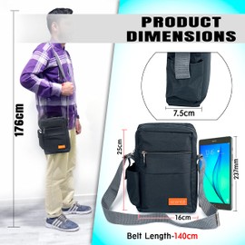 Storite Stylish Padded Nylon Sling Cross Body Travel Office Business Messenger Bag for Men Women (25x16x7.5cm) (Dark Grey)