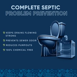 Septic Tank Treatment Packets | Enzyme Rapid Action Breaks Down Grease, Paper, Organic Solids - Controls Drain & Septic Odors - Eco Safe Sewage Backup Prevention (Pack of 6)