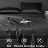 Revdomfly 4 Pcs King Size Luxury Silky Soft Black Satin
