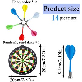 14 Pcs Set Magnetic Dart Board, 7.8 Inch Kids Dart Board, Portable Magnetic Dart Board for Kids Large Size Dart Board, Excellent Indoor Game, Party Games and Family Friendly Indoor Game Fun
