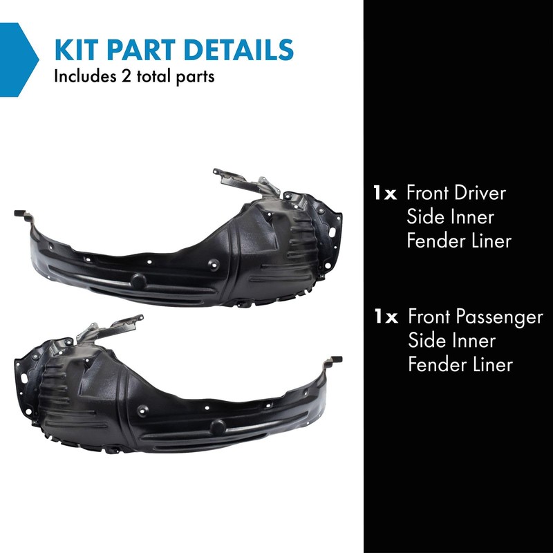 TRQ Front Inner Fender Liner Set Compatible with 2012-2015 Honda