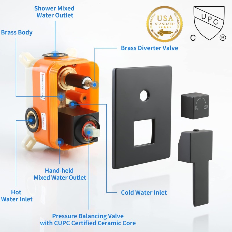 SKOWLL Shower Valves Wall Mount 2 Function Shower Handle Valve