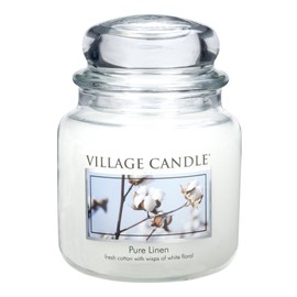 Village Candle Pure Linen 16 oz Glass Jar Scented Candle, Medium