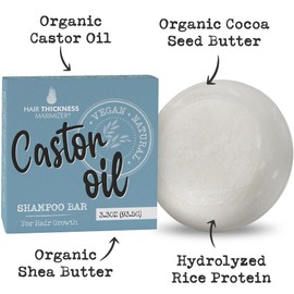 Castor Oil Shampoo Bar for Hair Growth. Eco-Friendly, No Harsh Chemicals, Color Safe, pH Balanced. Solid Shampoo Bar Equal To 3 Liquid Bottles. Zero Plastic, USA Made, Strengthening & Dry Hair Relief