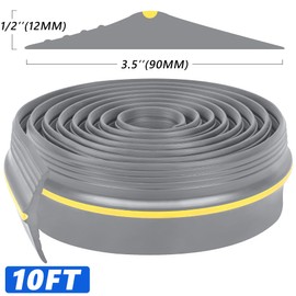 MYFAMIREA 10FT Garage Door Bottom Threshold Seal Strip with 300ml Black Adhesive/Sealant, Universal Rubber DIY Bottom Floor Threshold Seal, Weatherproofing Weather Stripping Replacement (3.05M Gray)