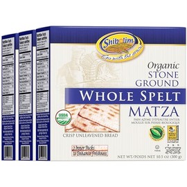 Shibolim Organic Whole Spelt Matzo, 10.5oz (3 Pack) | Unsalted Whole Grain Crisp Spelt Matzah Crackers | Two Stay Fresh Packs Per Box to Mantain Freshness | Certified Kosher
