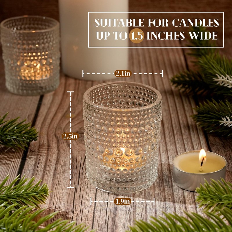 24 Pack Votive Candle Holders for Wedding Candle, Clear Glass