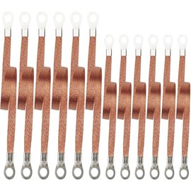 Ground Straps Kit - 10/12 inch Universal Automotive Engine Ground Wires, Braided Copper Grounding Cables, 12-Piece Set for Car Electrical System Upgrade