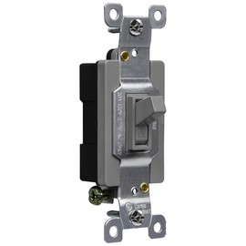 ENERLITES 20 Amp Toggle Light Switch, Single Pole, 20A 120-277V, Grounding Screw, Commercial Grade, UL Listed, 81200-GY, Gray