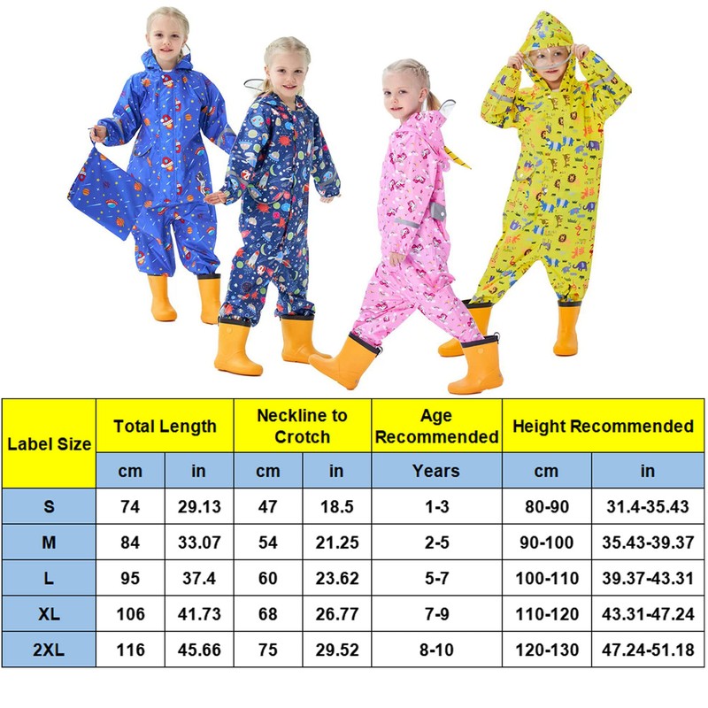 Fewlby - Traje de lluvia impermeable para niños con capucha,