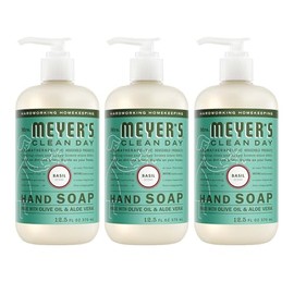 Mrs. Meyerâ€™s Clean Day Liquid Hand Soap, Basil Scent, 12.5 Fluid Ounces, Pack of 3