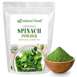 Z Natural Foods Polvo orgánico de espinacas, polvo de superalimento verde para jugos, batidos, sopas, platos horneados y recetas, polvo rico en nutrie