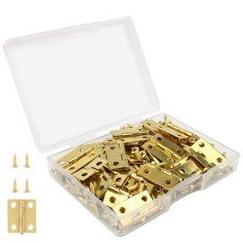 VIPMOON Pack of 50 Super Mini Small Hinges Set, 15 x 18 mm Cabinet Hinges, Small Jewellery Box, Small Hinges, 7 mm Small Screws, Cabinet Hinge with Portable