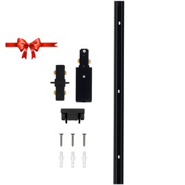 Yuemegou 3.28 Ft H-Track Lighting Rail, Track Lighting System Single Circuit 3-Wire-1 H Track Rail (Black H-Track Rail 3.28ft)