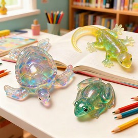 Permulaan 3PCS 3D Lifelike Animal Resin Molds - Turtle, Frog, Lizard Silicone Molds for Epoxy Resin Casting, DIY Craft & Home Decor