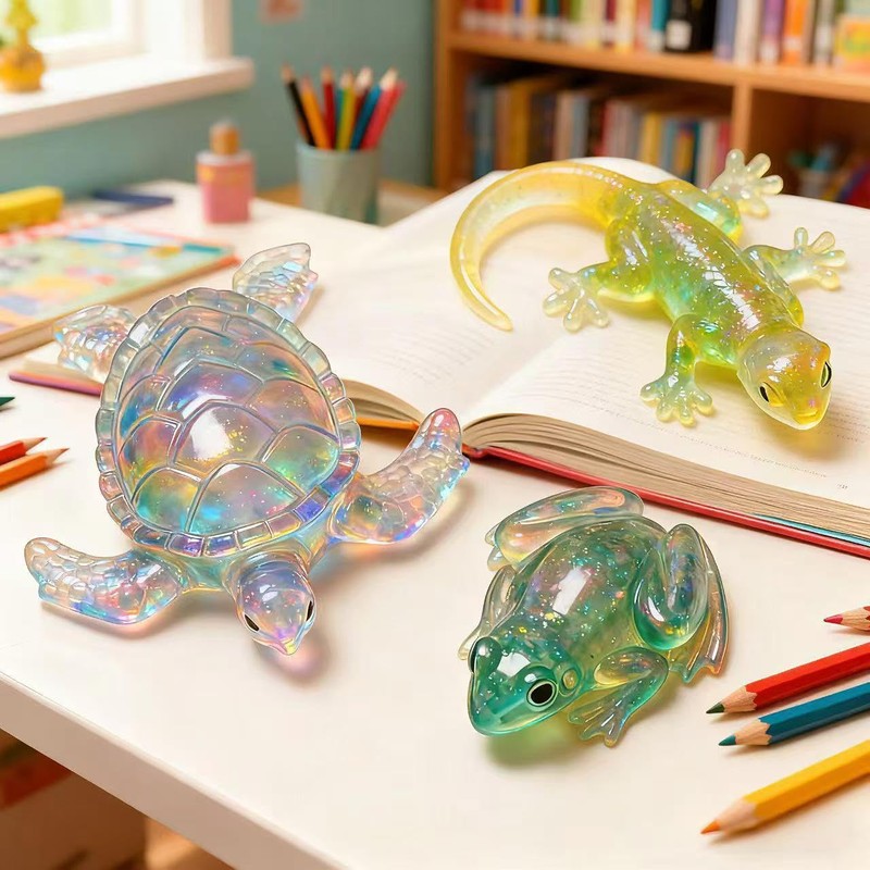 Permulaan 3PCS 3D Lifelike Animal Resin Molds - Turtle, Frog,