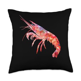Cherry Shrimp Low Poly Art Throw Pillow