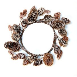 4.25" Inner Diameter Pine Cone Pillar Candle Ring, Set of 2