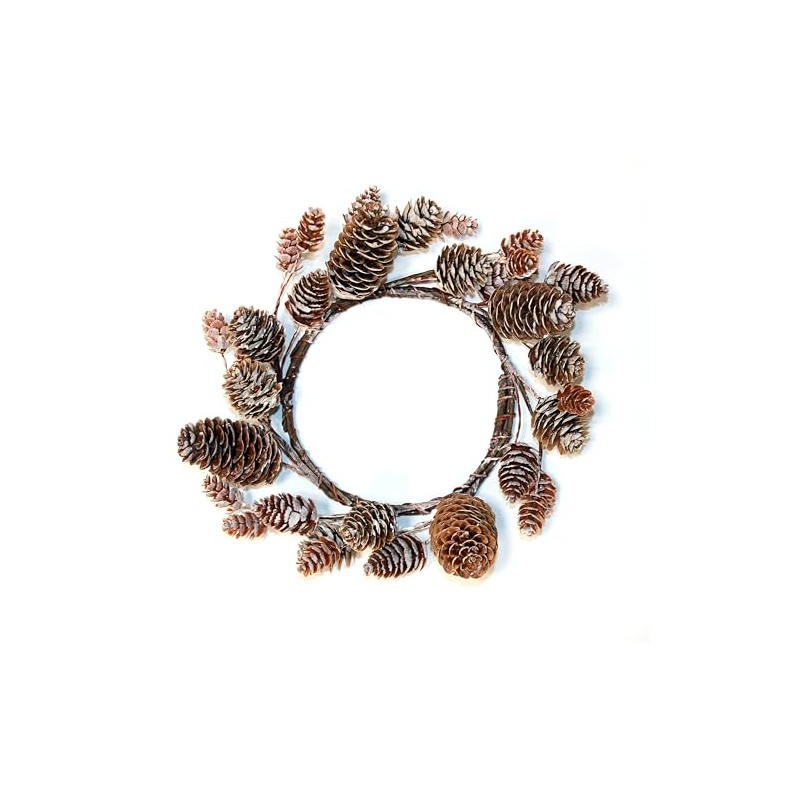 4.25" Inner Diameter Pine Cone Pillar Candle Ring, Set of
