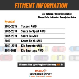 HY-05 Adjustable Rear Toe Arms Left & Right, Set of 2, Fit for Hyundai 2010-2015 Tucson 4WD丨2013-2018 Santa Fe Sport 4WD丨2013-2019 Santa Fe 4WD丨2014-2015 Kia Sorento 4WD丨2011-2016 Sportage 4WD