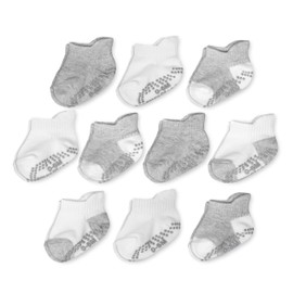 Fruit of the Loom Baby and Toddler Non-Slip 100% Cotton Grip Socks - Heather Grey (2-4 Years) - Anti-Slip Safety Socks for Everyday Comfort