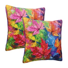 Mshutbna Maple Leaf Throw Pillow Covers 18x18 inch Set of 2 Pillow Case Cushion Cover for Home Sofa Couch Living Room Car Decor