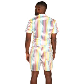Tipsy Elves Rainbow Pride Romphim Short Sleeve with Shorts Jumpsuit Romper for Men Size Medium