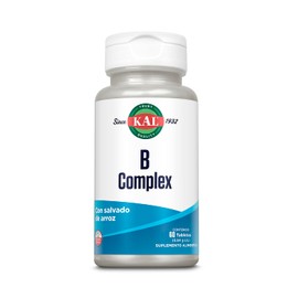 KAL B Complex, Complejo B  60 Tabletas, Con Salvado de Arroz Orgánico (absorción en 30 min).